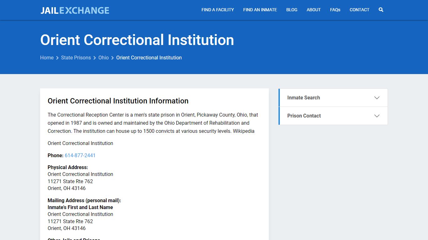 Orient Correctional Institution Inmate Search, OH - Jail Exchange